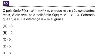 CFO PMSP  Barro Branco Questão 46  2022 Matemática  Polinômios [upl. by Ehman]