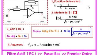 Filtre Actif RC passe Bas premier ordre [upl. by Aneliram]