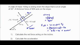 Inclines 4  Calculating Net force acceleration and net work [upl. by Rosenkranz355]