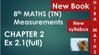 8th maths chapter 2 exercise 21 full answers measurements tn samacheer [upl. by Niatsirt]