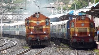 Chennai Express overtakes KarjatPune shuttle at Chinchwad [upl. by Clapper131]