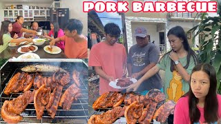 PORK BARBECUE  PAGIIHAW SA LABAS NG BAHAY  MASARAP NA SALOSALO [upl. by Albertina104]