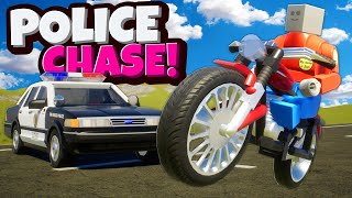 Motorcycle Police Chase Ends in MASSIVE Crashes in Brick Rigs [upl. by Blader314]