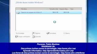 Particionar discos en la instalación de Windows 7 [upl. by Adnuhsed855]