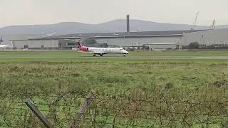 Loganair E145 leaving Belfast BHD 07102023 [upl. by Nowyt924]