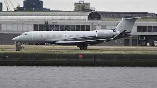 Gulfstream G650ER N143 Departing London  City LCYEGLC g650 londoncityairport aviation [upl. by Loy]