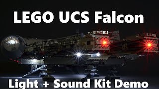 Install Demo Brickstuff Light and Sound Kit for the LEGO UCS Millennium Falcon [upl. by Corel888]