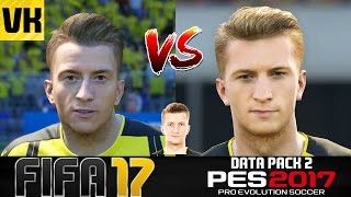 FIFA 17 VS PES 2017 DATA PACK 2 PLAYER FACES COMPARISON Reus Dortmund Liverpool etc 1 [upl. by Scandura819]