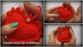 Háčkované 3D srdiečko3D Crochet Heart english sublitles [upl. by Nolak]