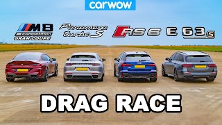 BMW M8 GC v Audi RS6 v AMG E63 S v Porsche Panamera  DRAG RACE [upl. by Brom409]