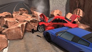 Rockslide Crashes 4  BeamNGdrive [upl. by Waldo812]