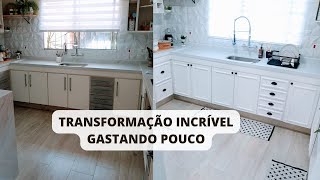 TRANSFORMAÇÃO NA COZINHA COMO DEI UMA CARA NOVA GASTANDO POUCO Ficou INCRÍVEL [upl. by Cadmar]