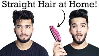 How to use Straightening Brush men  Straight hair at Home [upl. by Outhe]