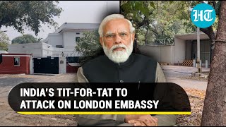 India removes security outside British Embassy in Delhi Strikes back after Khalistan attack in UK [upl. by Noyr]