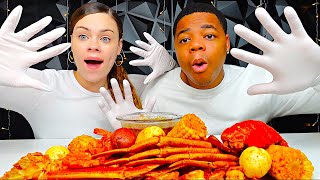 TRY NOT TO GET A STAIN SEAFOOD BOIL MUKBANG CHALLENGE PART 3 [upl. by Swirsky88]