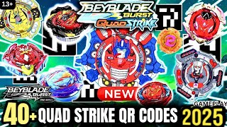 All COMPLETE 40 QUADSTRIKE BEYBLADES QR CODES 2025  All Waves  BEYBLADE BURST QUAD STRIKE APP [upl. by Adnaloj]