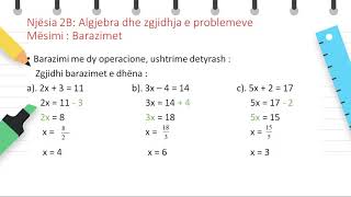 KLASA 7  Matematikë  Barazimet [upl. by Stockmon]