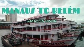 People transport ships in the Amazon River  daily trips with cargo [upl. by Auqenahs]