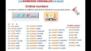 LOS NÚMEROS ORDINALES EN INGLÉS DEL 1 AL 100 PRONUNCIACIÓN Y ESCRITURA [upl. by Emirej]