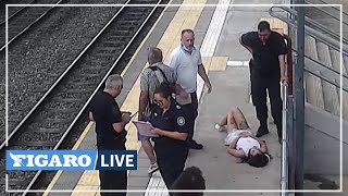 Une jeune femme tombe sous un train à Buenos Aires et sen sort miraculeusement indemne [upl. by Nnylatsyrk]