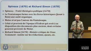 Naissance de la Bible Anciennes et nouvelles hypothèses I 4  Thomas Römer 20182019 [upl. by Donni]