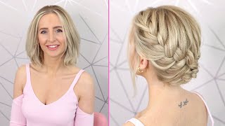 Super Easy Braided Updo For Short Hair💖 [upl. by Namhar750]