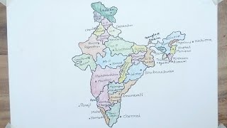 How to Draw India Map Easily  Step by Step Trick to Draw Map of India 2019 [upl. by Sema694]