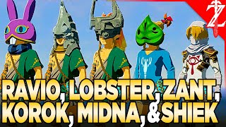 Sheiks amp Korok Mask Midnas amp Zants Helmet Ravios Hood amp Island Lobster  Tears of the Kingdom [upl. by Akimrej]