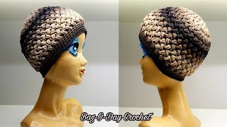 Easy Crochet Unisex Hat  Easy Crochet Beanie  Bag O Day Crochet Tutorial 547 [upl. by Netsryk664]