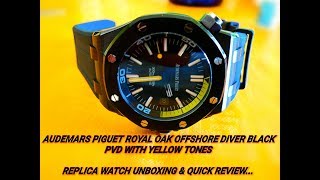 REPLICA AUDEMARS PIGUET ROYAL OAK OFFSHORE DIVER PVD WITH YELLOW TONES [upl. by Mcmahon]