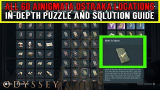 Assassins Creed Odyssey All 60 Ainigmata Ostraka Locations and Solutions Document Puzzle Guide [upl. by Nidnal]