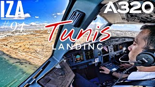 FIRST ONE A321 TUN 🇹🇳 Tunis  LANDING 29  4K Cockpit View  ATC amp Crew Communications [upl. by Anni591]