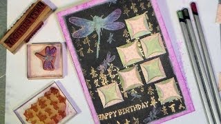 Derwent metallic pencils dragonfly card [upl. by Immij402]