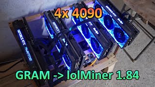 4x RTX 4090  GRAM Hashrate amp Profit lolMiner 184 [upl. by Kape]