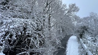 Snowy Winter Walk Along the Derelict Cromford Canal in Derbyshire English Countryside in 4K [upl. by Ahsiekahs]