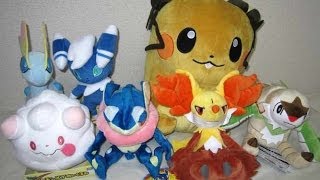 Pokemon Center Japan Chesnaught Delphox Greninja Pokedolls Dedenne Large Plush [upl. by Wiburg]