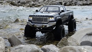 CrossRC EMO AT4V Pickup Truck 110 Scale RC Crawler  Riverbed rock crawling [upl. by Yelehsa]