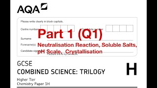 AQA GCSE Combined Science Higher Chemistry Paper 1H June 2022 Part 1 Q1 [upl. by Dublin]