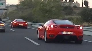 Ferrari F430 and Ferrari 360 Modena FLATOUT in Full Thottle Flybys and Chasing [upl. by Pelage138]