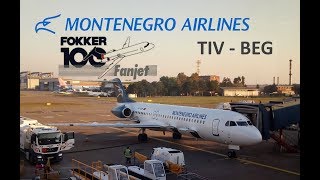 Montenegro Airlines Fokker100  4OAOM  Tivat  Belgrade [upl. by Lark]