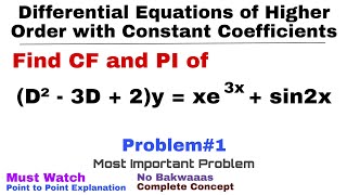 How to find CF Complementary Function of Differential Equations  Higher Order  Maths [upl. by Letniuq]