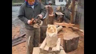 Chainsaw Carving  4 Minute Bear [upl. by Nova607]