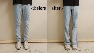 How to flare jeans Gallery Dept LA flare denim DIY [upl. by Asnerek]