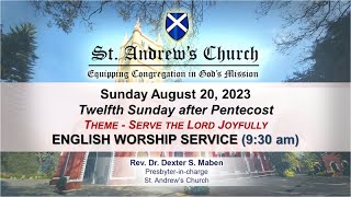 St Andrews Church  English Worship Service 930 AM LIVE  20 August 2023 [upl. by Aisela]