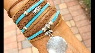 How to Make a Boho Triple Wrap Bracelet  Step by Step DIY Tutorial Bohemian Faux Suede Wrap [upl. by Milak]