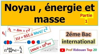 noyau énergie et masse cours 2 nucléaire 2 bac pcsvtsm partie 1 [upl. by Cordier]