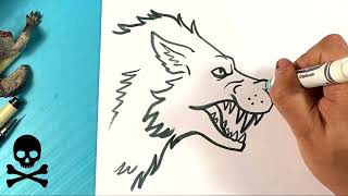 How to Draw WOLF GROWLING [upl. by Mourant]