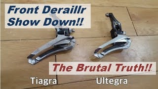 Shimano Tiagra 4700 vs Ultegra 6800 front derailleurs 11 speed vs 10 spd comparison [upl. by Ayet]