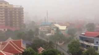 Heavy rain in Phnom Penh  video view from rooftop Skybar  ISL modern Apartment amp Hotel [upl. by Venetis]