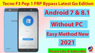 Tecno F3 Pop 1 Pro FRP Bypass Latest GO Edition Without PC [upl. by Pavlish]